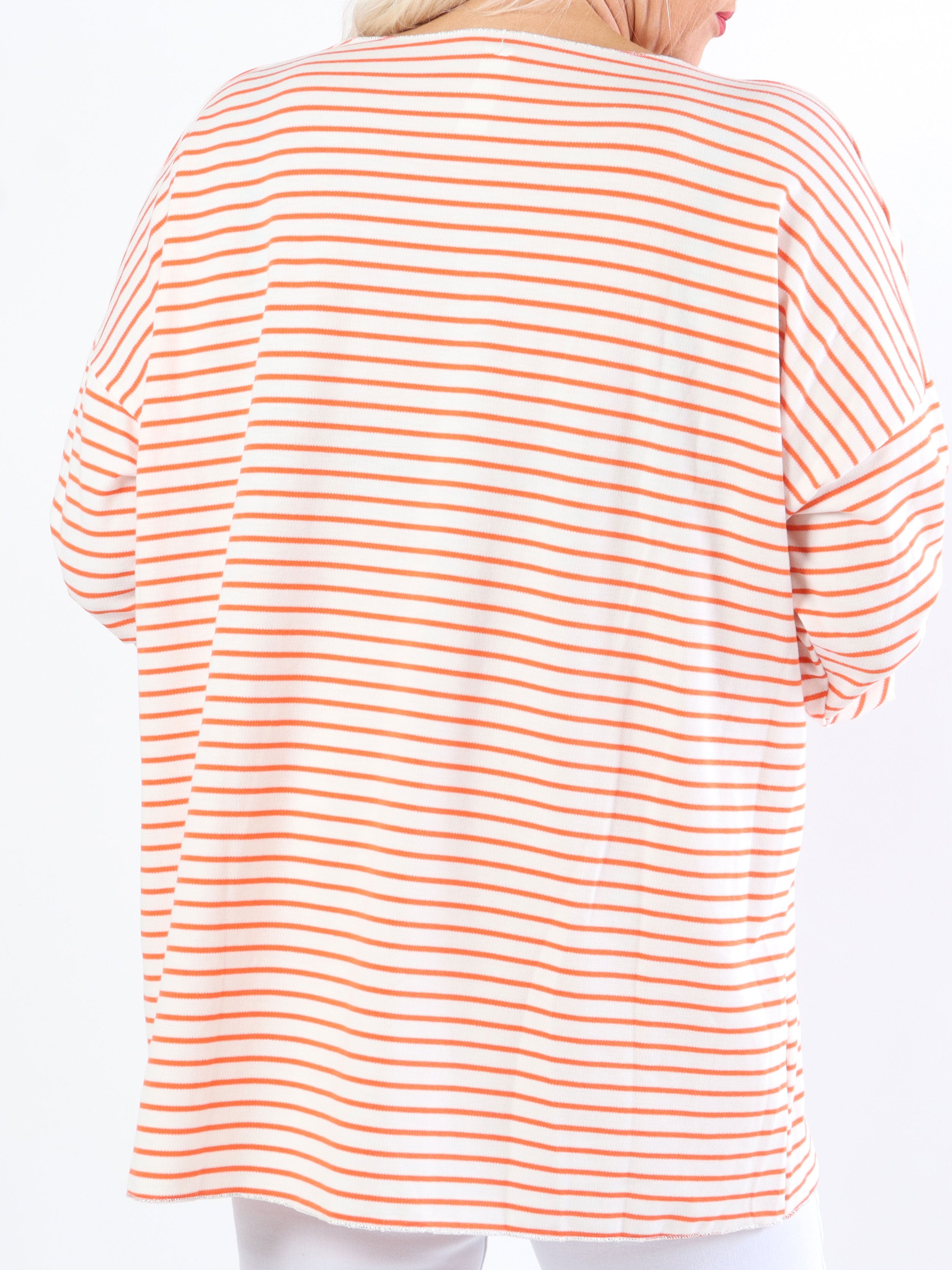 Stripe - Vit mjuk plus size blus med tunna ränder